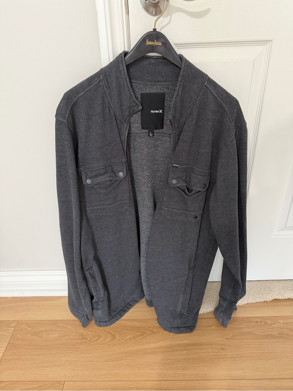 Hurley Men's Dark Charcoal Zip-Up Sweater Jacket